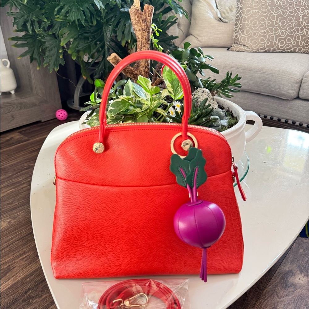 Furla leather Orange Handbag bolide style, charm not included
